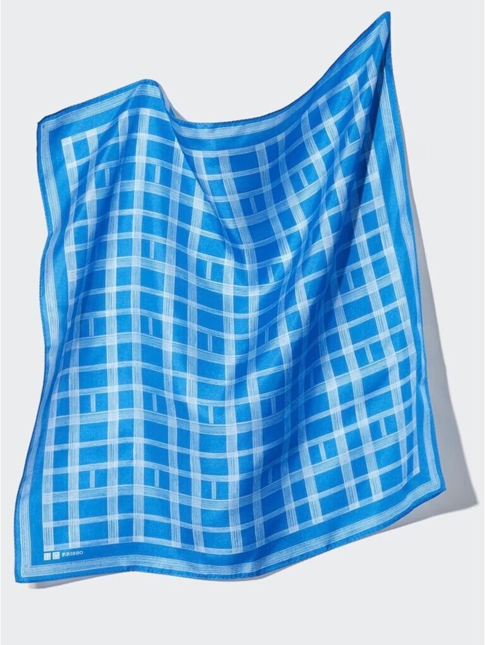 Uniqlo Silk Scarf | Check Printed NWT Blue One Size